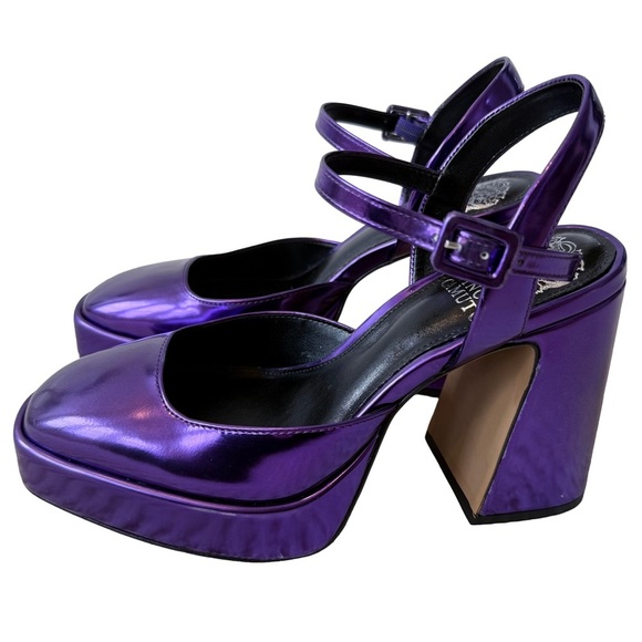VINCE CAMUTO Martich Party Purple Ankle Strap Platform Pump Block Chunky Heels 6 - Picture 6 of 11